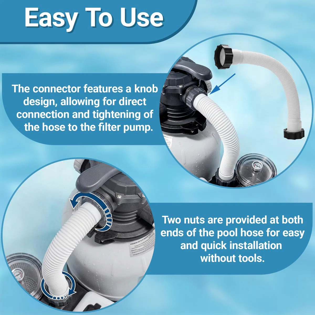 Tubo Depuradora Piscina, Manguera Limpiafondos Piscina, Tubo Piscinas con Tuerca, Manguera Depuradora para Intex, Adecuado para Interfaz de 1,5 Pulgadas (40 cm)