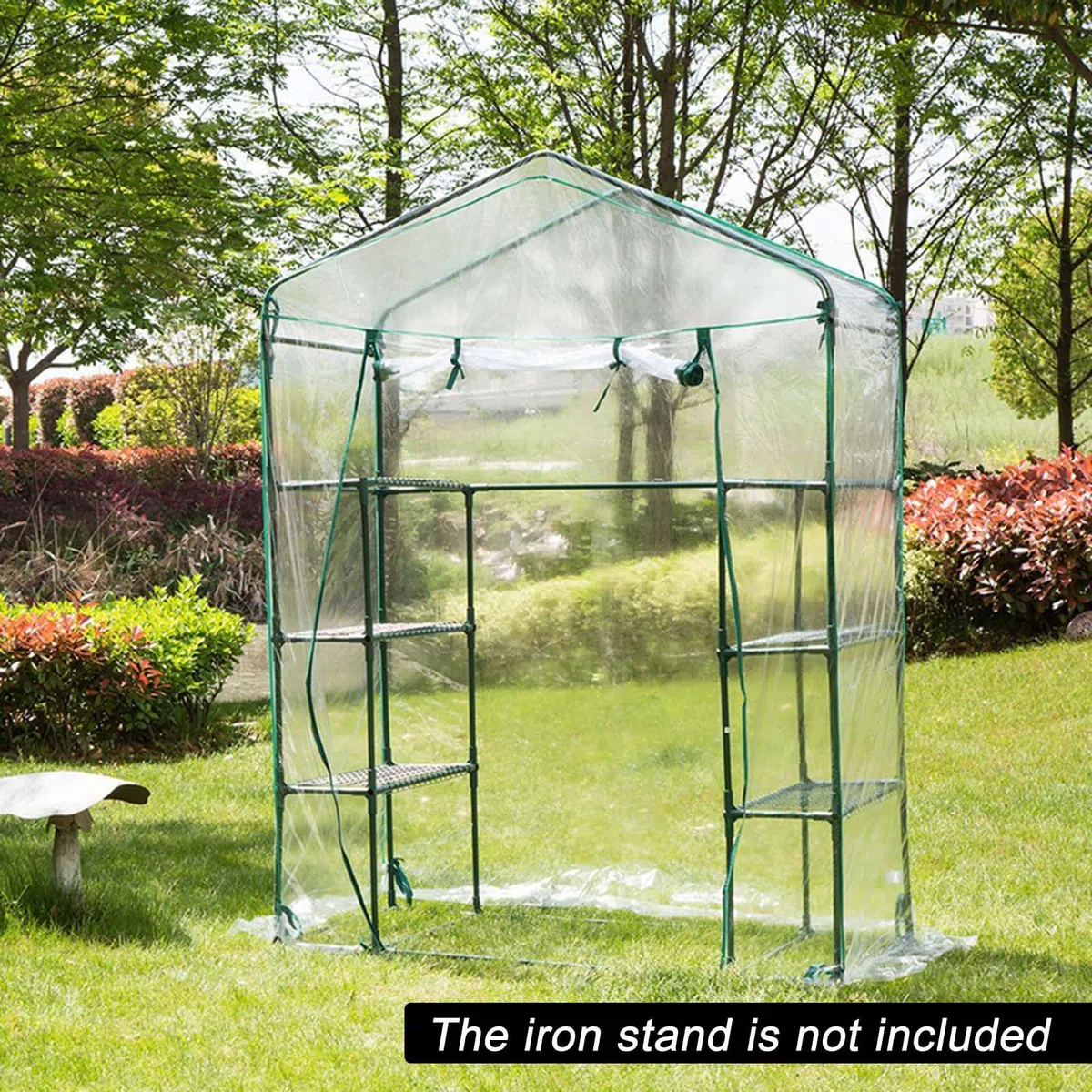 Funda protectora para invernadero, 143 x 143 x 195 cm, PVC para plantas, invernadero, con puerta enrollable con cremallera, resistente al invierno, estable