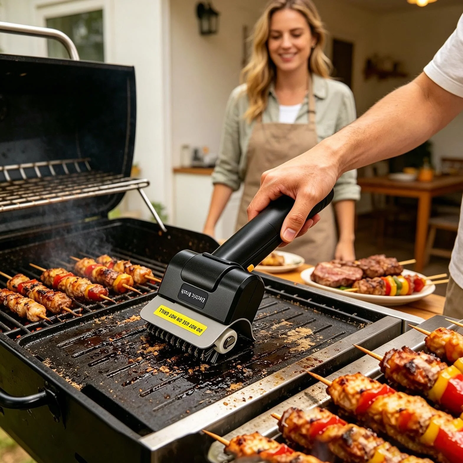Cepillo eléctrico Parrilla | Limpiador Parrilla eléctrico Mejorado 2026 | Cepillos Recargables Parrillas Barbacoa cerdas Alambre | Accesorios automáticos Impermeables Limpiador BBQ para Aire Libres