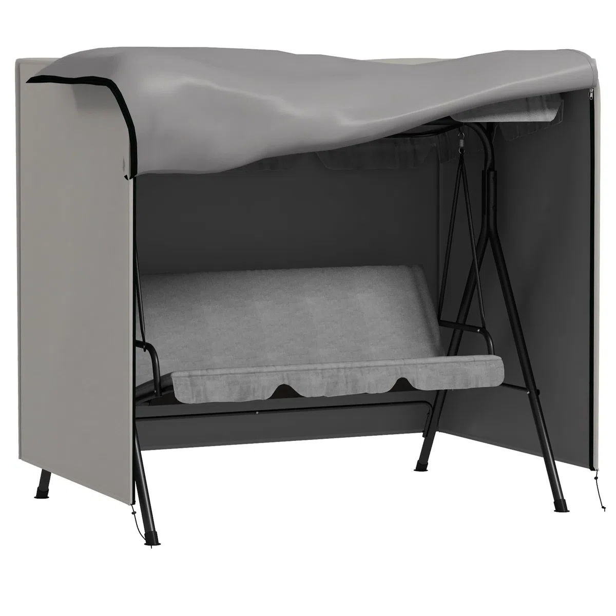 Outsunny Funda Balancín Jardín Funda Columpio Jardín Exterior Cubierta de Columpio de Tela Oxford 600D con 2 Cremalleras Impermeable 177x114x152 cm Gris