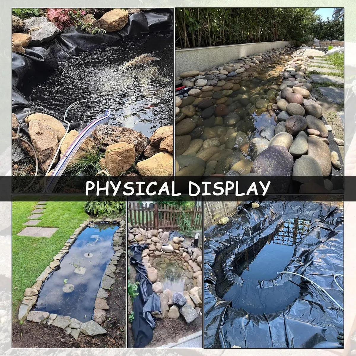 Revestimiento for estanque, lona flexible negra resistente for exteriores, for peces, koi y jardín acuático. Membrana impermeable de 4 x 6 m, 7 x 8 m y 8 x 10 m, lámina de plástico de polietileno.(5x7