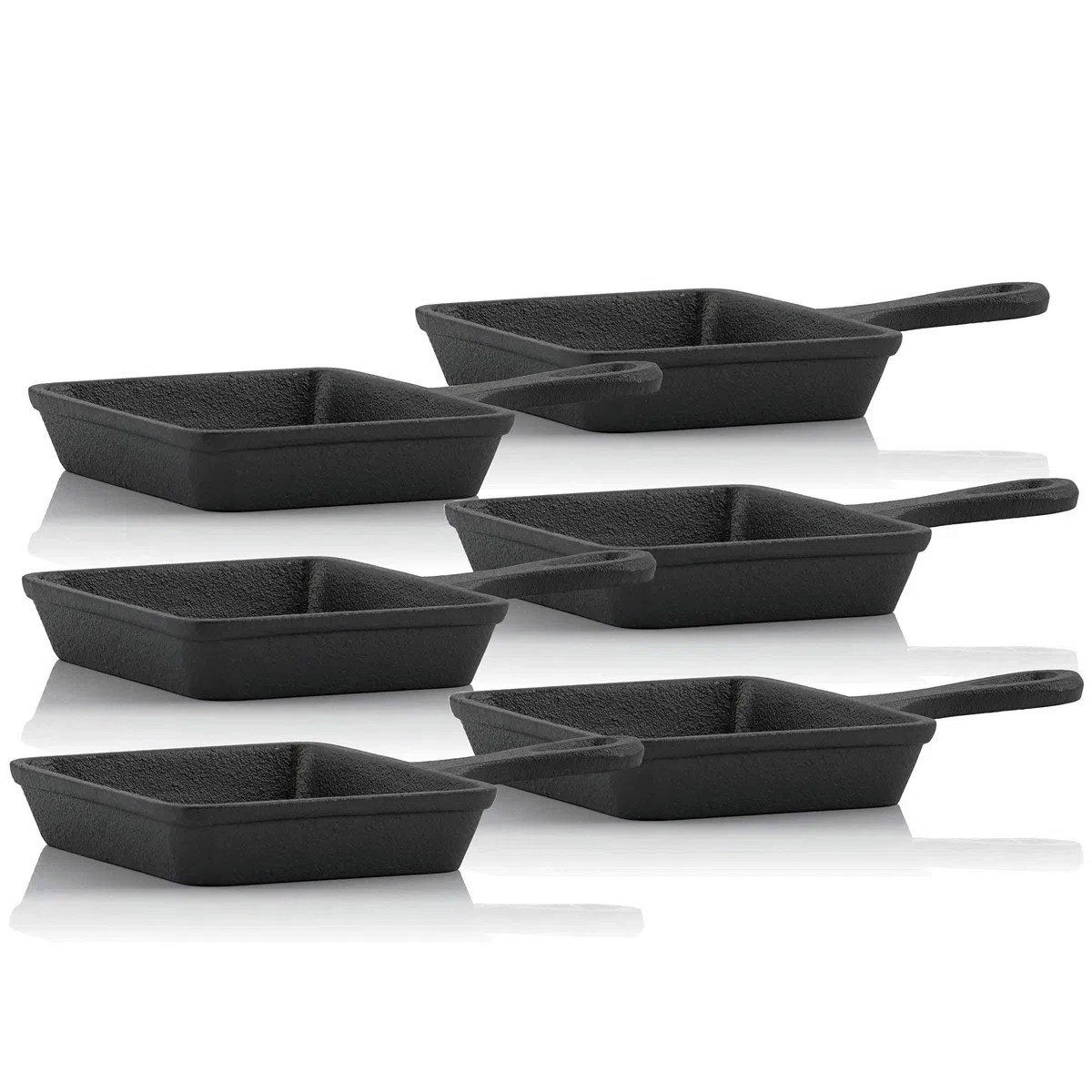 BBQ-TORO Sartenes de Hierro Fundido para Raclette | 6 Piezas | 12,5 x 18 cm | Curadas - pre-Seasoned | Sartenes para Servir, Sartén para Barbacoa