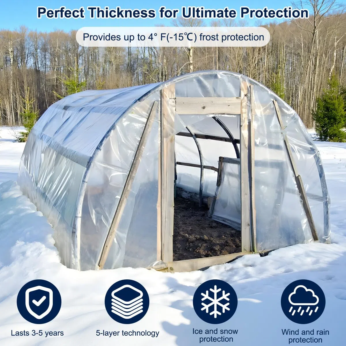 Lámina de plástico para invernadero, 10 x 30 pies, 6 mm, cubierta de plástico resistente a los rayos UV, película transparente para invernadero para granja, jardín, guardería, Henhouse