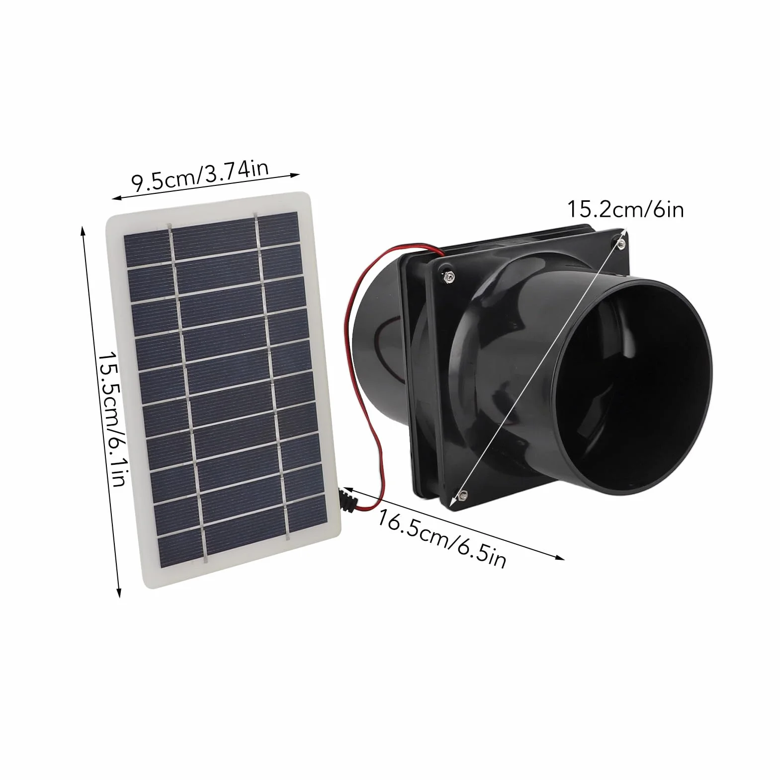 Kit de Ventilador Solar 12V 10W para Exterior Ventilador de Escape con Panel Impermeable Mini Extractor de Energía Solar