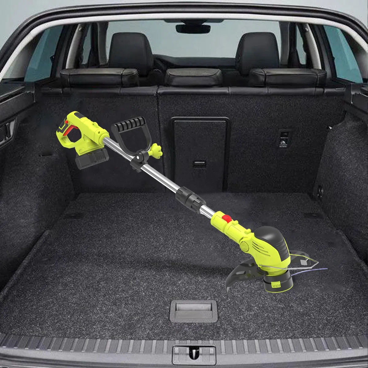 Desbrozadora Eléctrica Inalámbrica con 2 Baterías, Cortacésped Manual, Cortabordes, Gafas de Seguridad y Guantes