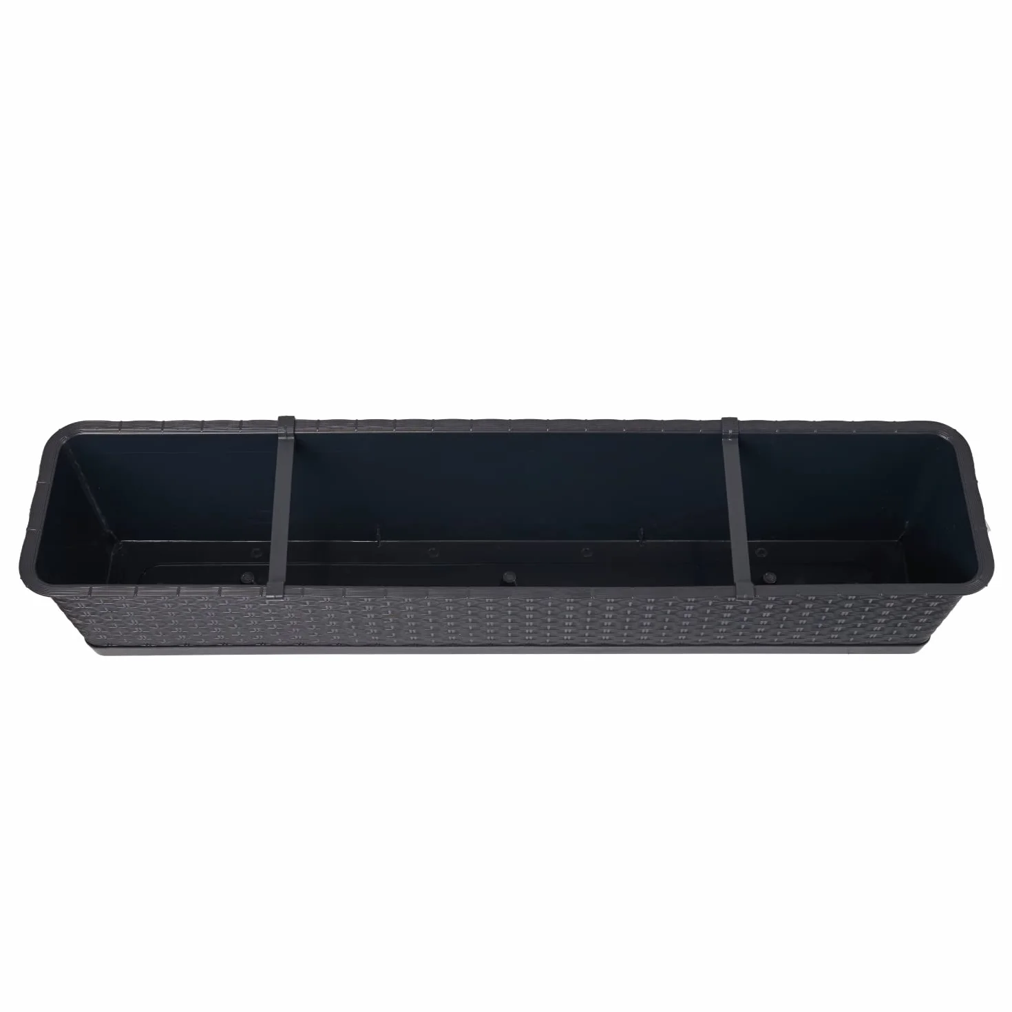 Tymar Jardinera de balcón con soporte, Jardinera de balcón, 2 unidades, ratán, Jardinera de plástico ((2pack) Antracita, 80cm)