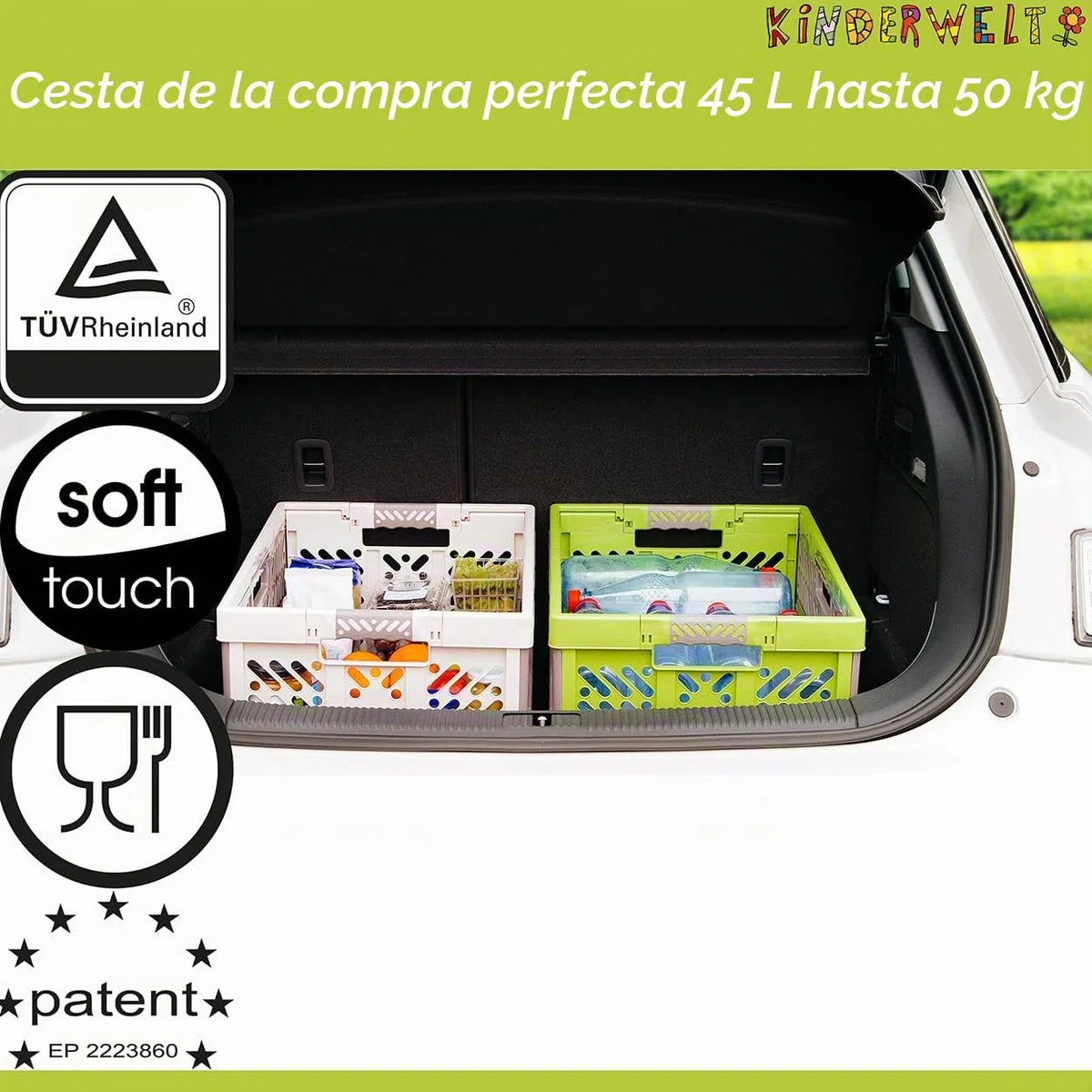 KiNDERWELT 2 x Caja plegable robusta profesional 45 L hasta 50 kg - Caja, cesta, contenedor para almacenamiento, transporte - azul