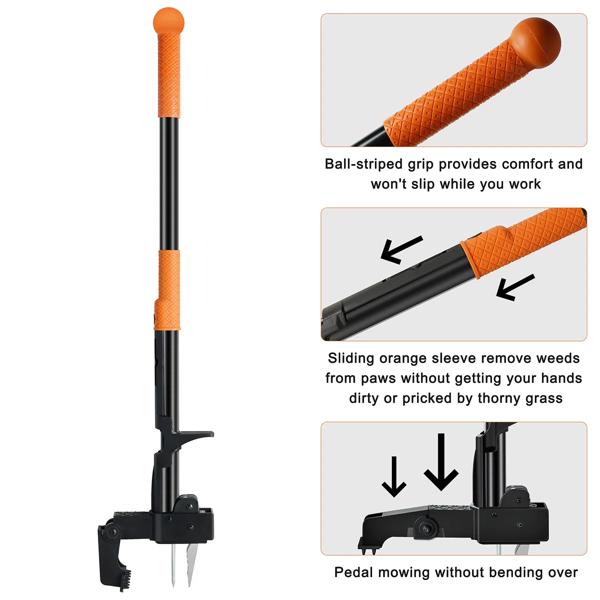 Extractor malas Hierbas - Extractor de Malezas con Bolsa, 102cm Mango Largo de Herramientas-Jardineria, sin Agacharse ni Arrodillarse