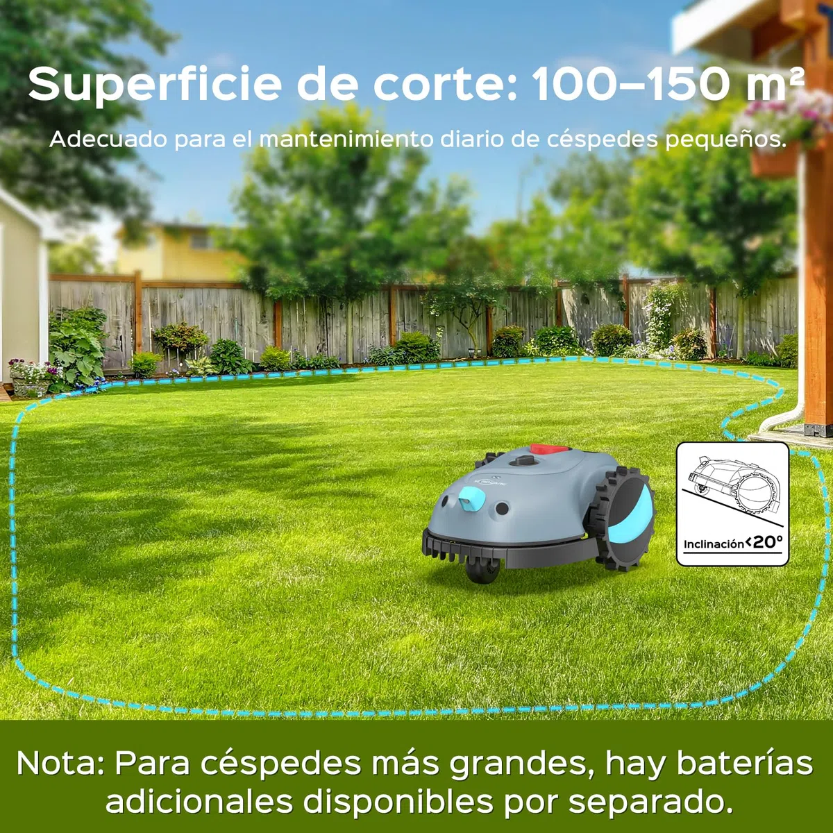 YARDCARE V100 Robot Cortacésped, con Navegación Visual por IA, sin RTK, sin Señal Perdida, 150 Obstáculos, con Cintamagnetica, Cuchillas de Repuesto, Adecuado para Jardines Pequeños