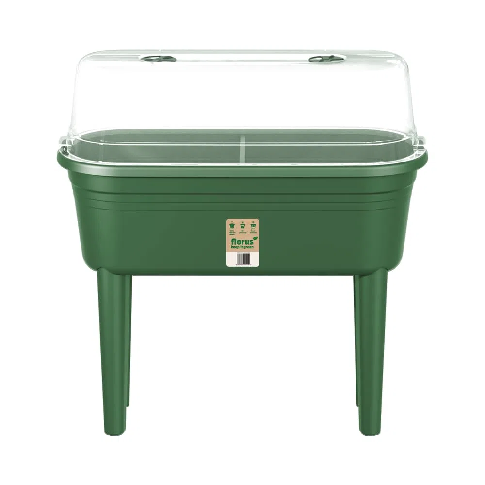 FLORUS Grow Table Set - Jardinera por Exterior cultívalo tú Mismo - Invernadero Incluido - 26.4 x 37.0 x 78.0 - Verde/Green