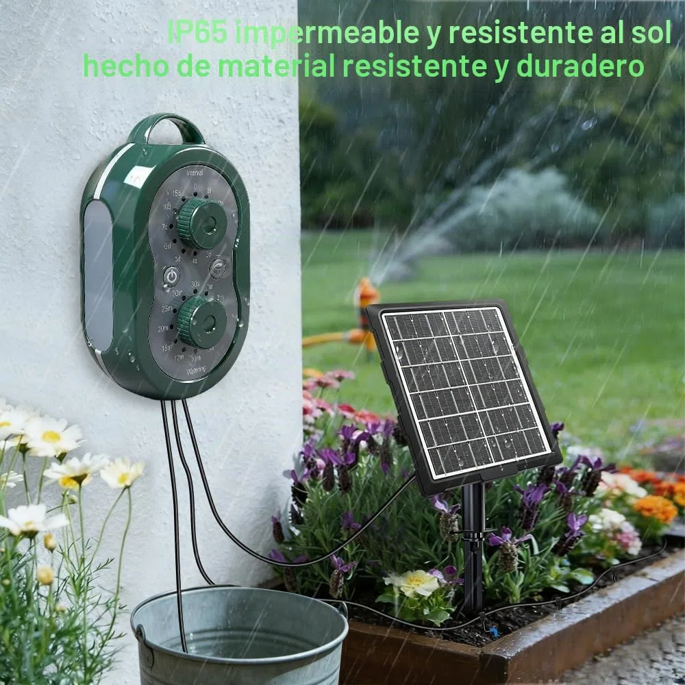 Riego Solar, Riego Automatico Macetas, Sistema De Riego Solar Para Jardín, Sistema De Con 132 Modos De Temporizador Y Manguera De 15 M, Para Jardín, Balcón Y Plantas En Maceta Al Aire Libre