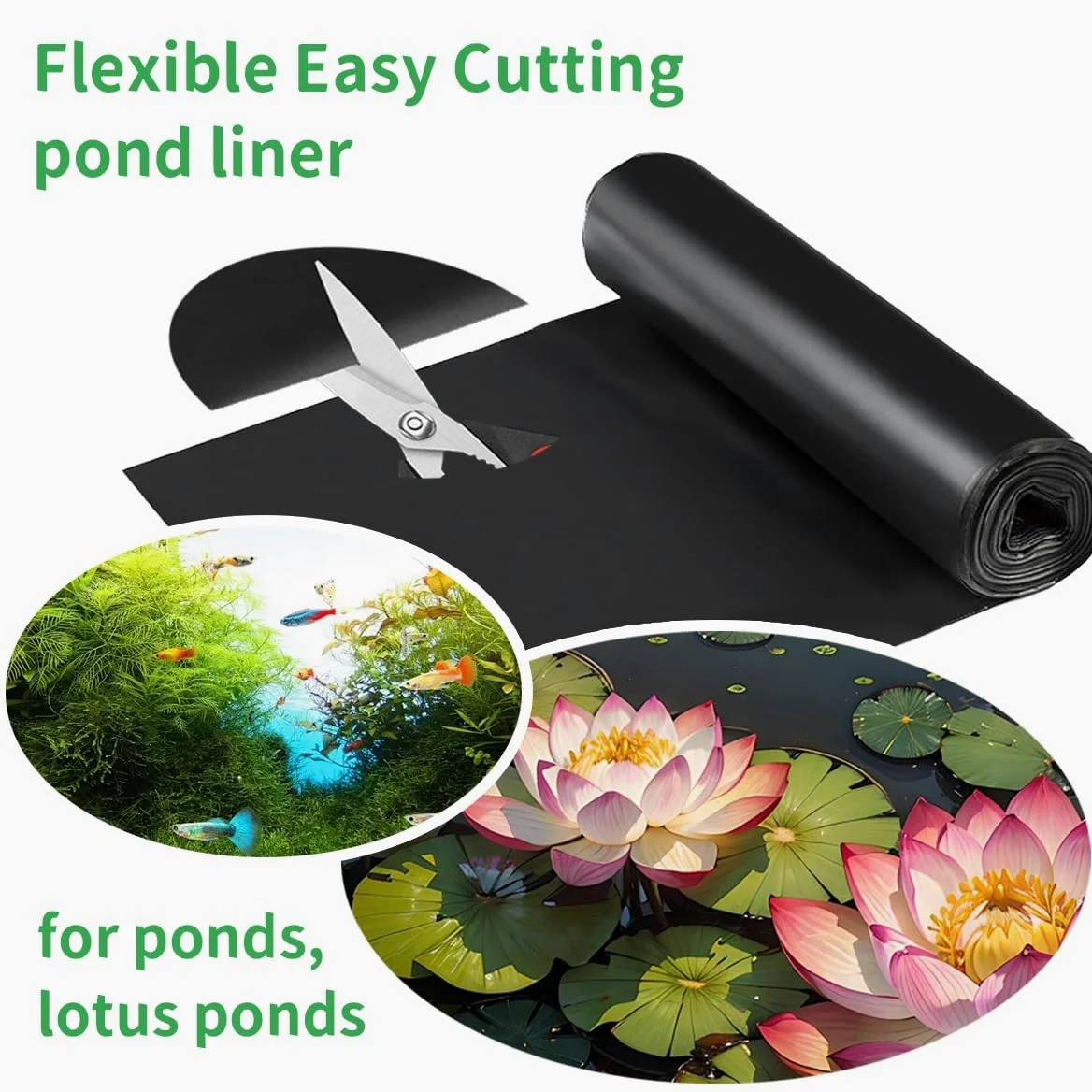 Lona para Estanque de Caucho Negro Revestimiento para Estanque Resistente Al Desgarro 2x2 1x3 3x4 4x4 5x8 5x6.0m Lámina De Invernadero Forro para Fuentes HDPE para Cascadas Paisajismo Arroyos(Tamaño:4