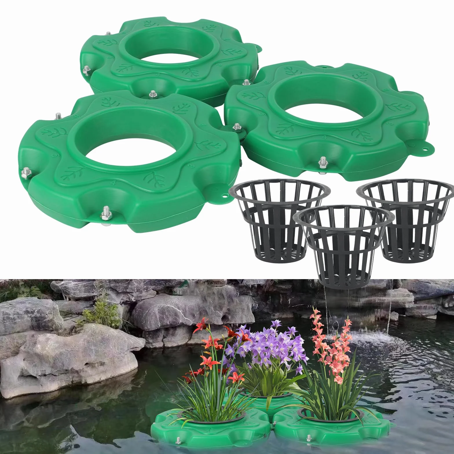 Isla flotante para estanque, maceta flotante para estanque de jardín, isla de natación, plantas de estanque, cesta de plantas, isla de estanque, isla de plantas, isla para juegos de agua, decoración