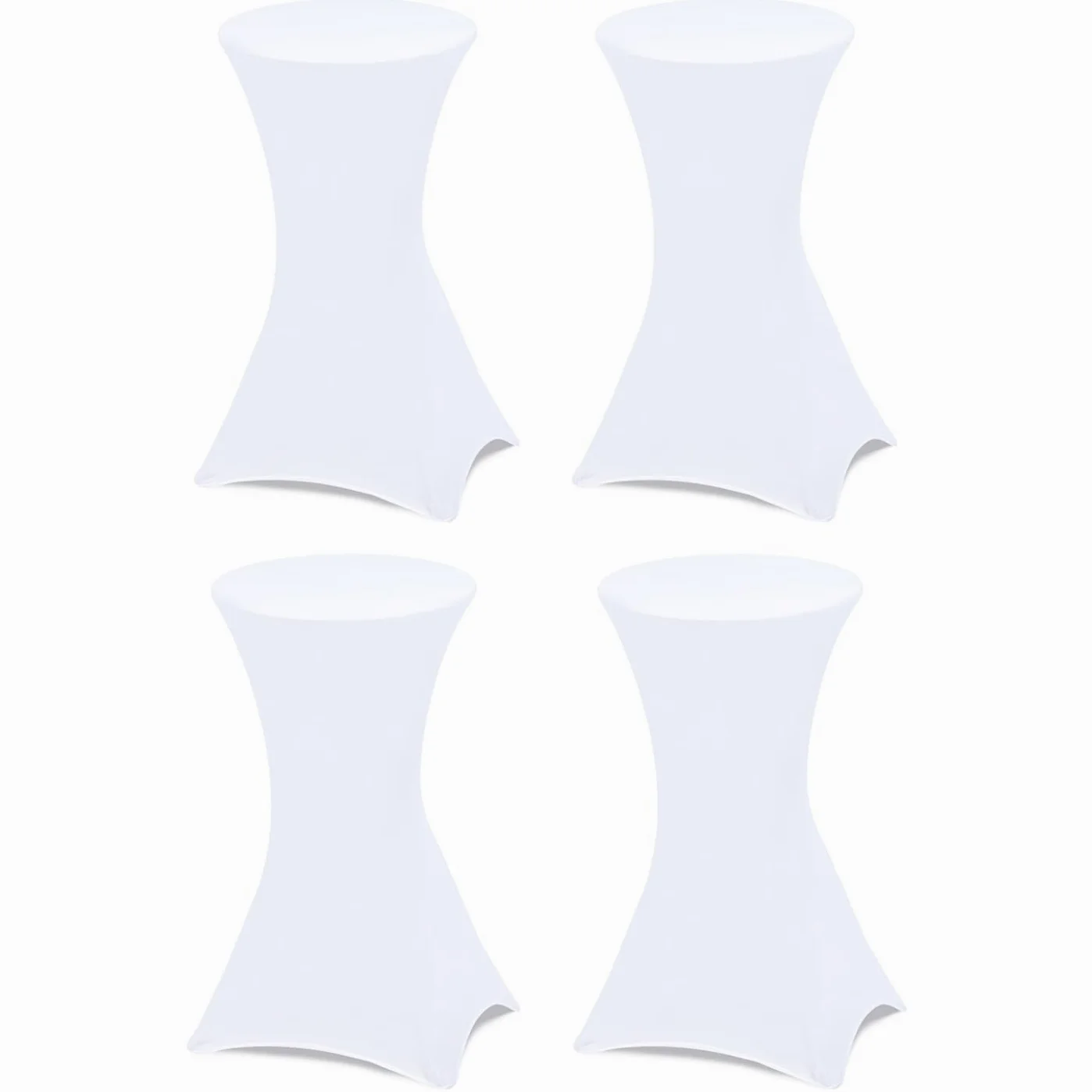 IDMarket - Juego de 4 mesas altas plegables de 105 cm y 4 fundas blancas