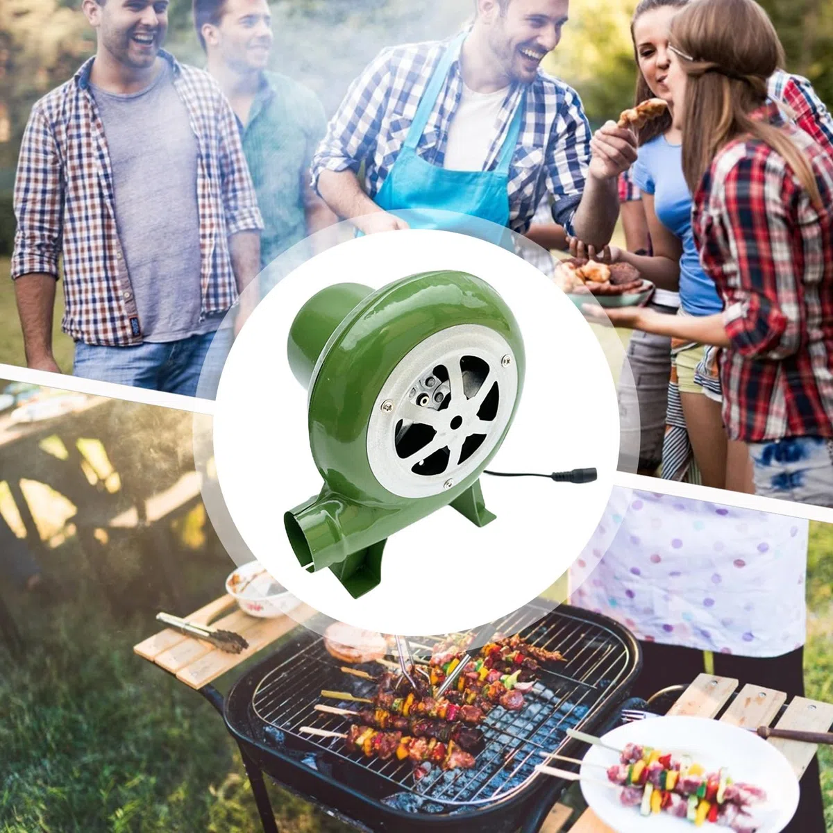 Soplador Eléctrico de Barbacoa - Ventilador de Velocidad Variable 12V - Doble Uso AC/DC Para Forja de Herrero