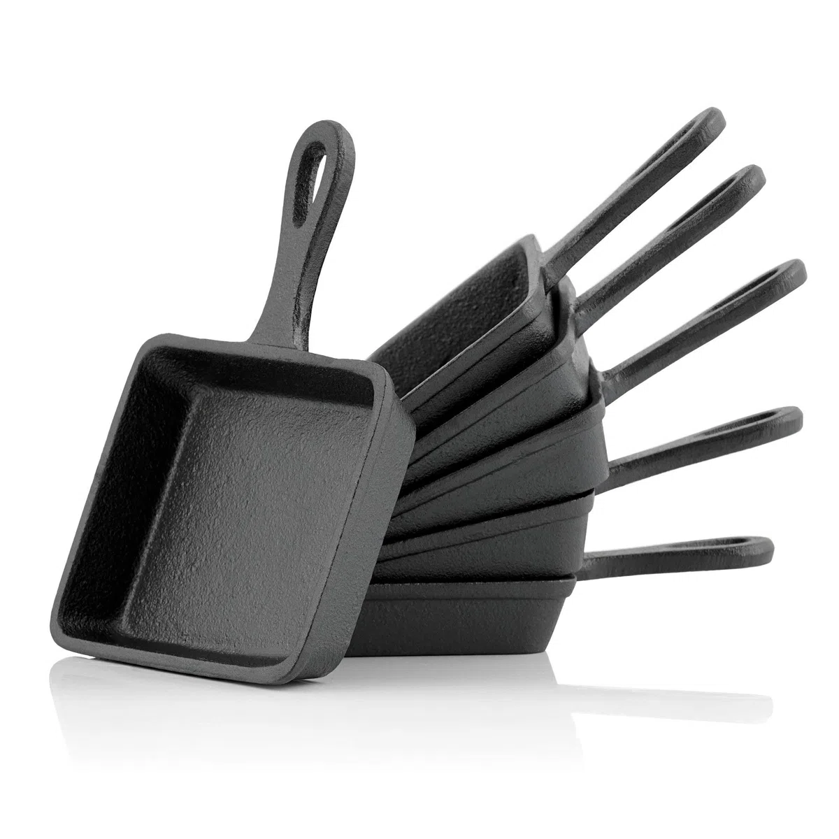 BBQ-TORO Sartenes de Hierro Fundido para Raclette | 6 Piezas | 12,5 x 18 cm | Curadas - pre-Seasoned | Sartenes para Servir, Sartén para Barbacoa
