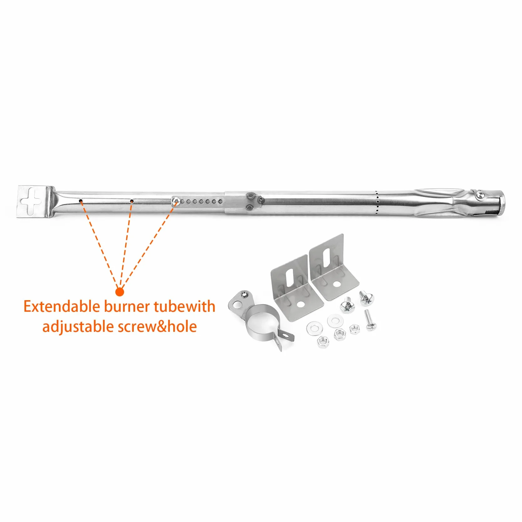 onlyfire Reemplazo del Tubo del Quemador de la Parrilla a Gas Universal, Acero Inoxidable, Extensible de 36 cm a 50 cm, diámetro 12 mm (4 Piezas)
