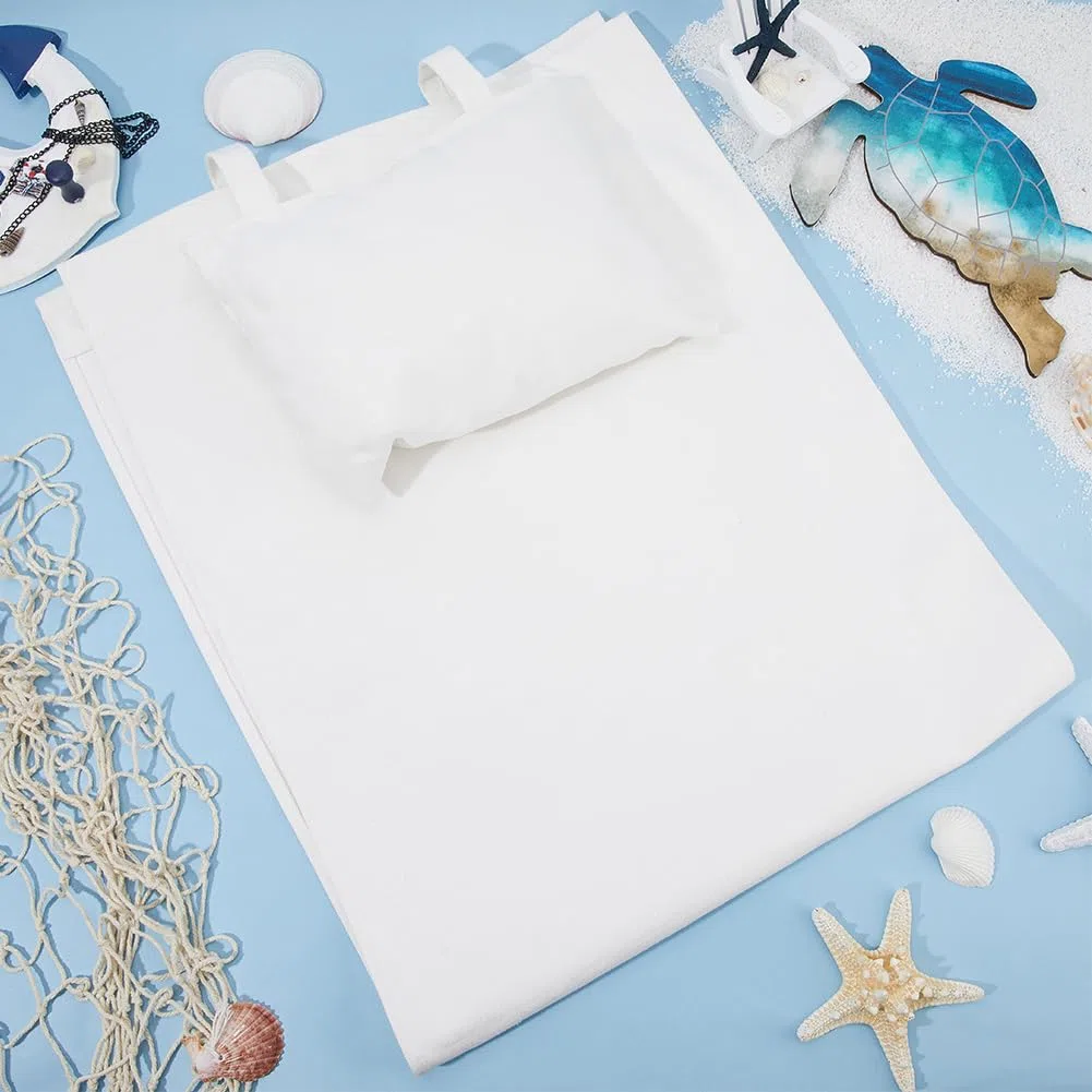 GORGECRAFT 2pz Silla de Playa de Lona con Almohada Sillas de Cubierta de Repuesto Blancas Tela de Lona Silla de Salón Plegable para Exteriores para Patio Jardín Patio para Tomar el Sol Al Aire Libre
