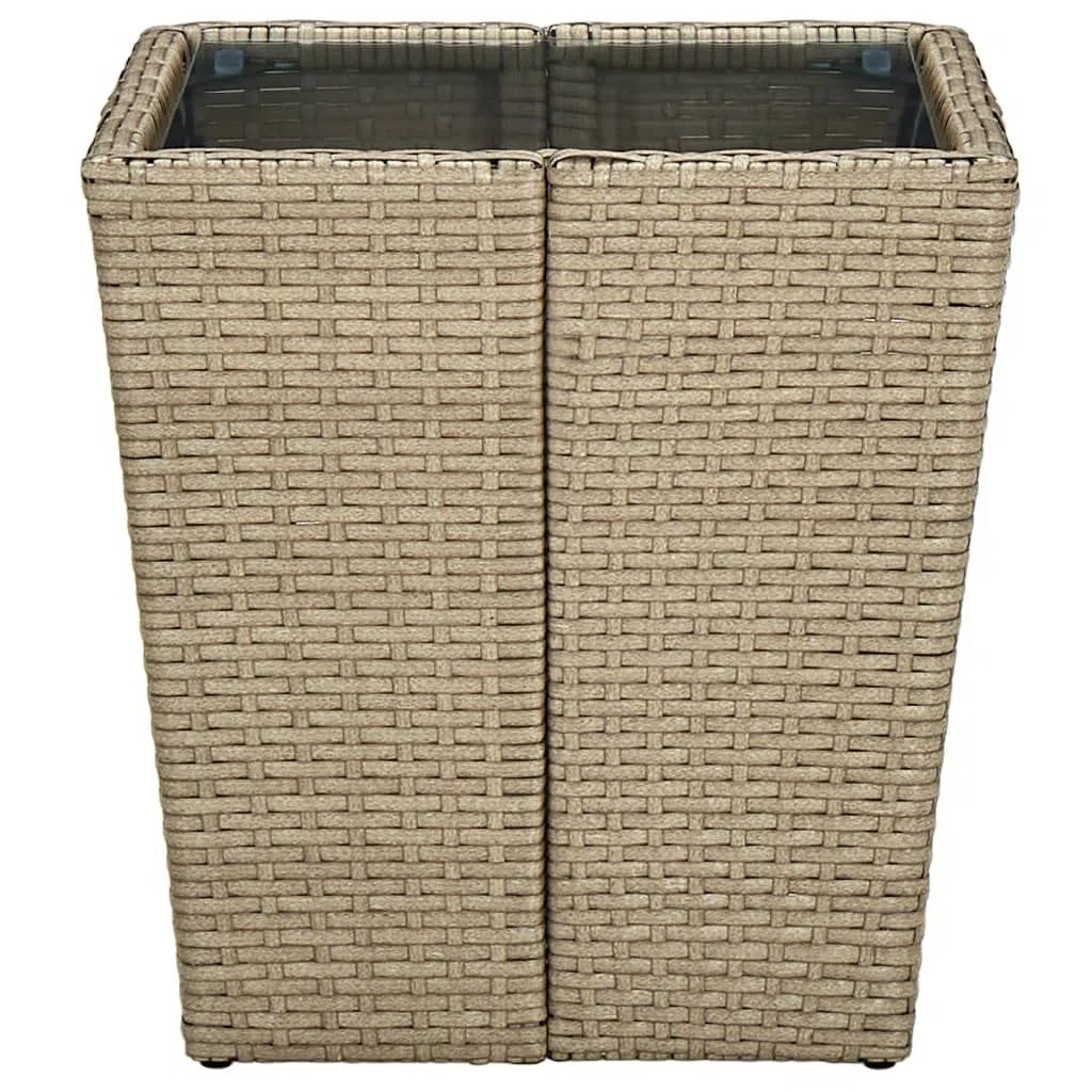 vidaXL Mesa de Centro Auxiliar Consola Mesita Salón Lateral Té Café Sofá Hogar Sala de Estar Mobiliario Muebles de Ratán PE Vidrio Templado Beige