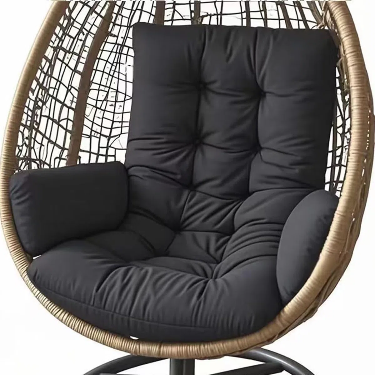 Genérico Cojín Impermeable para Silla Colgante,Cojín para Columpio De Exterior/Interior,Cojín De Jardín para Columpio Colgante, Cesta Colgante, Mecedora,Cojín Grueso para Asiento,Negro