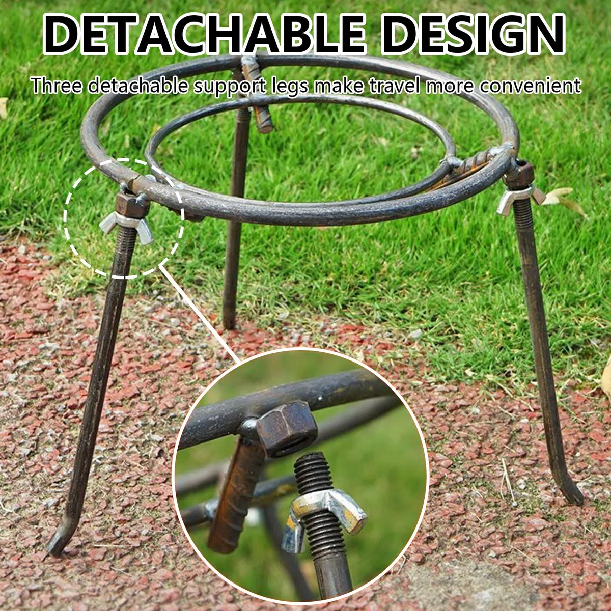 Trípode para Hoguera Trípode para Cocinar, Soporte para Ollas de Camping y Fogatas, Soporte Extraíble para Ollas, Soportes para Cocina al Aire para Camping, Accesorios para Barbacoas en el Jardín