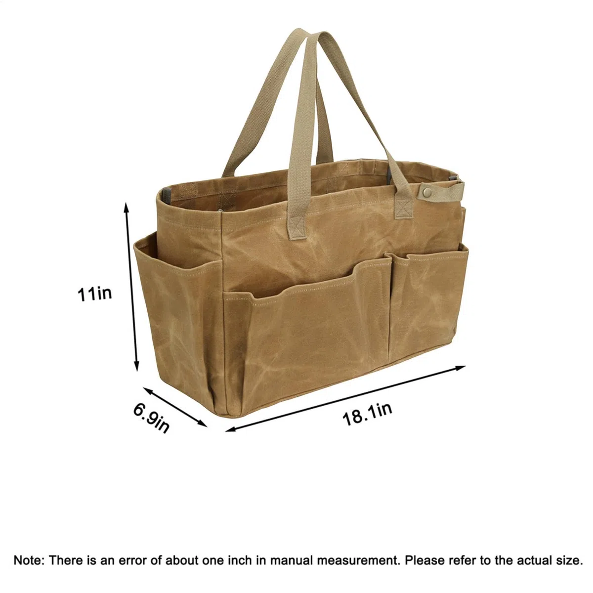 Genérico Camping Picnic Storage Bag, Waterproof Waxed Canvas Tote, Large Multifunctional Outdoor Bag for Camping for Cookware, Grilling, and Garden Tools 46x17.5x28cm