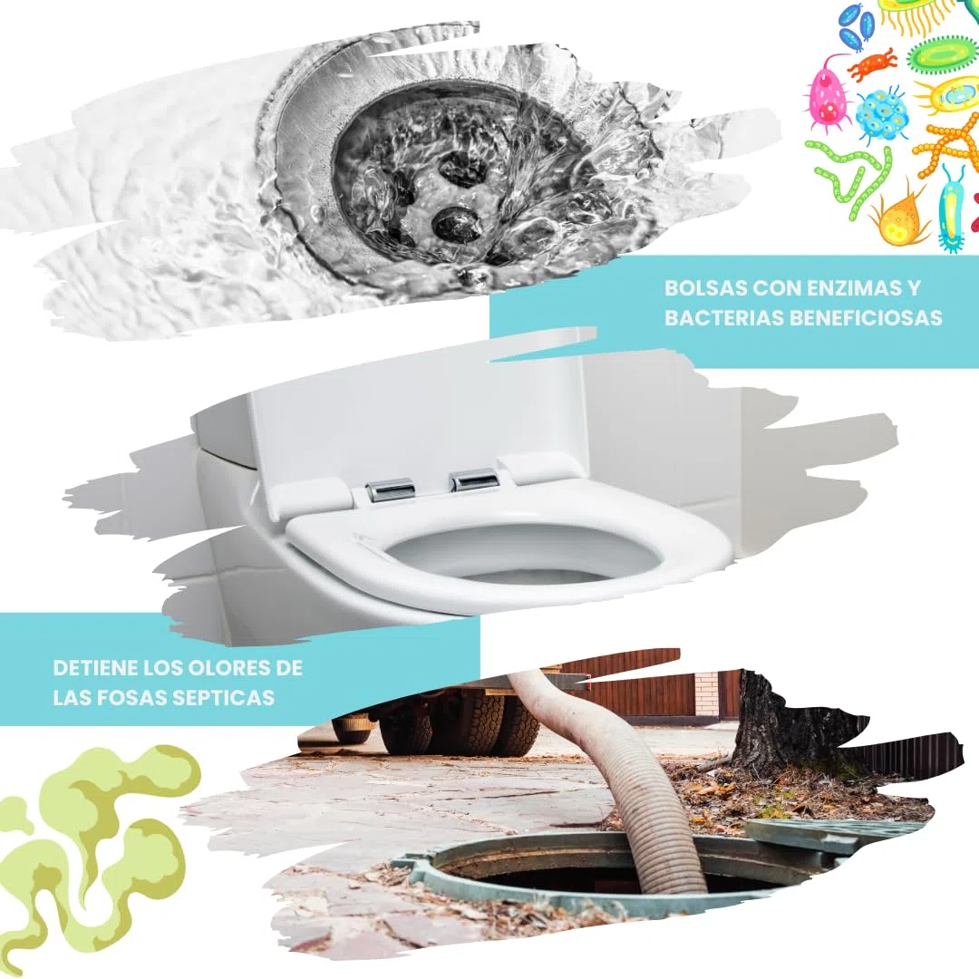 Bolsas hidrosolubles Tratamiento de Fosas Sépticas y Canalizaciones - Elimina olores y residuos - Bacterias para tanque séptico Activador biológico BIOFOS HIDRO 7x100g