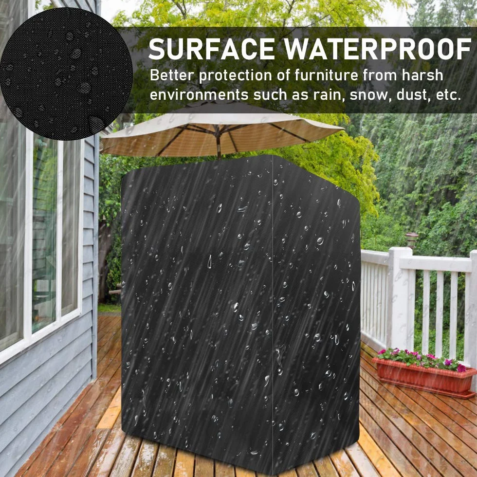 Funda Protectora para Sillón de Playa, Cubierta Sillón de Playa de 420D Oxford, Funda Impermeable Cubierta para Silla de Playa de Mimbre, Protección UV Transpirable - 135 x 105 x 175/140 cm (Negro)