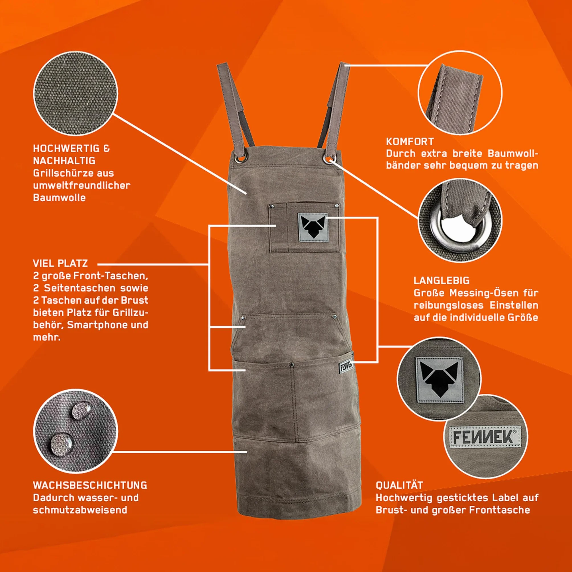 FENNEK Delantal para barbacoa