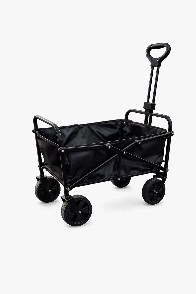 Carro de Mano Plegable con Ruedas | Carrito Multiusos Ideal Playa, Compra, Jardín o Camping | Carga hasta 60kg | Asa Ajustable | Auxiliar | Transporte Todoterreno de Herramientas o Juguetes