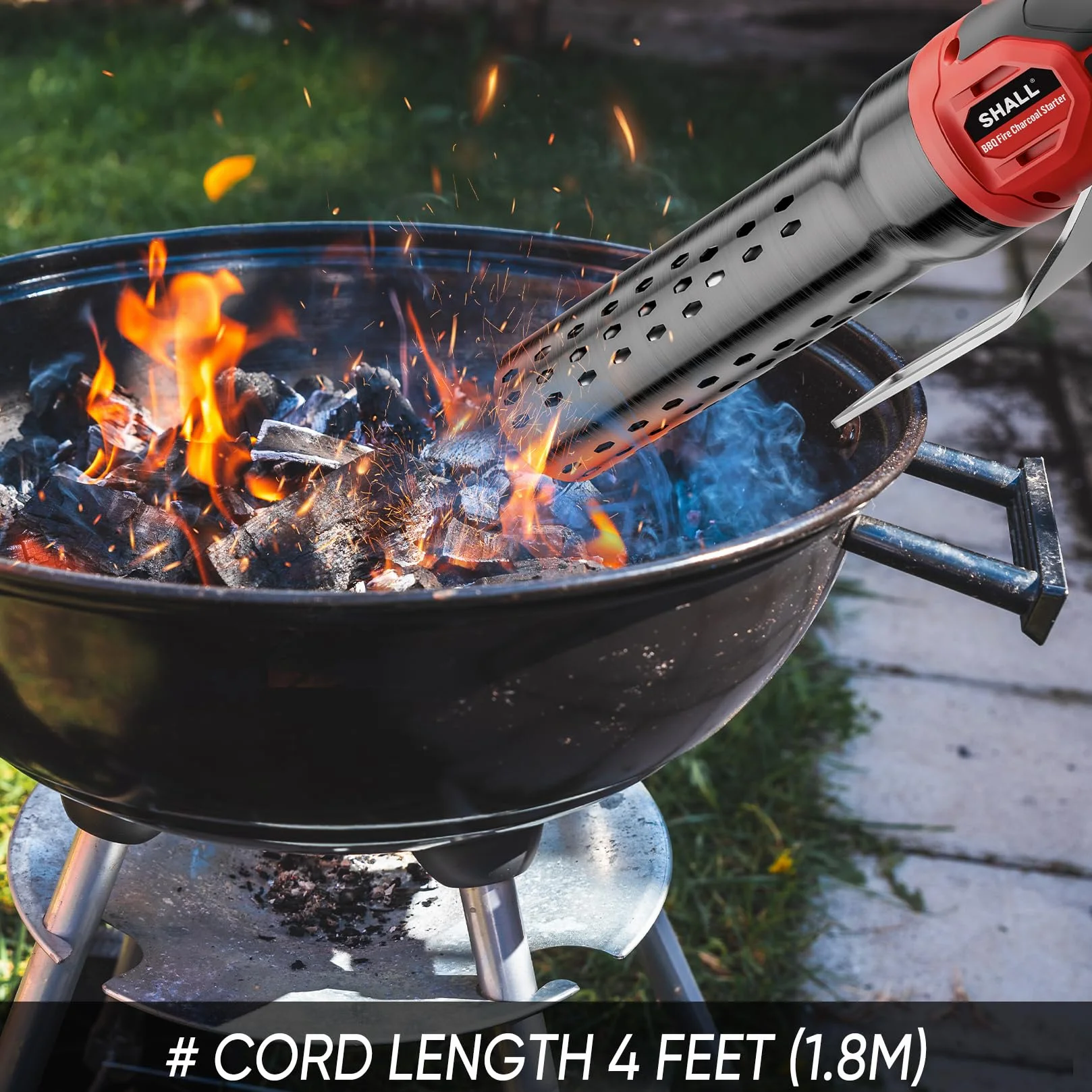 SHALL Encendedor de carbón eléctrico de 2000 W, Pistola de Calor, Calor sin químicos, para Fumadores de Barbacoa, encendedores de Barbacoa