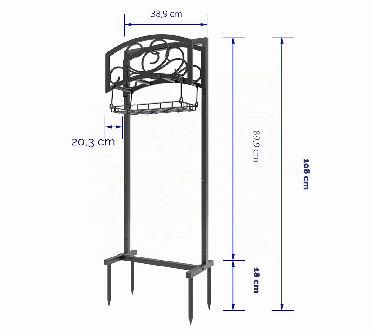 Kingson Soporte independiente para manguera de jardín con cesta de almacenamiento, acero recubierto de polvo negro resistente, sostiene manguera de 150 pies, diseño desmontable y portátil con