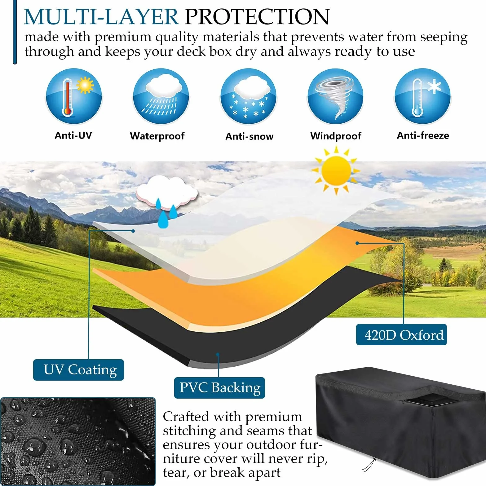 Schleuder Cubierta de Casillero, Cubierta de Protección de Casillero de Tela Oxford 420d, Cubierta Impermeable, A Prueba de Invierno, Resistente A Los Rayos UV, Lona De Casillero (132X71X67cm)