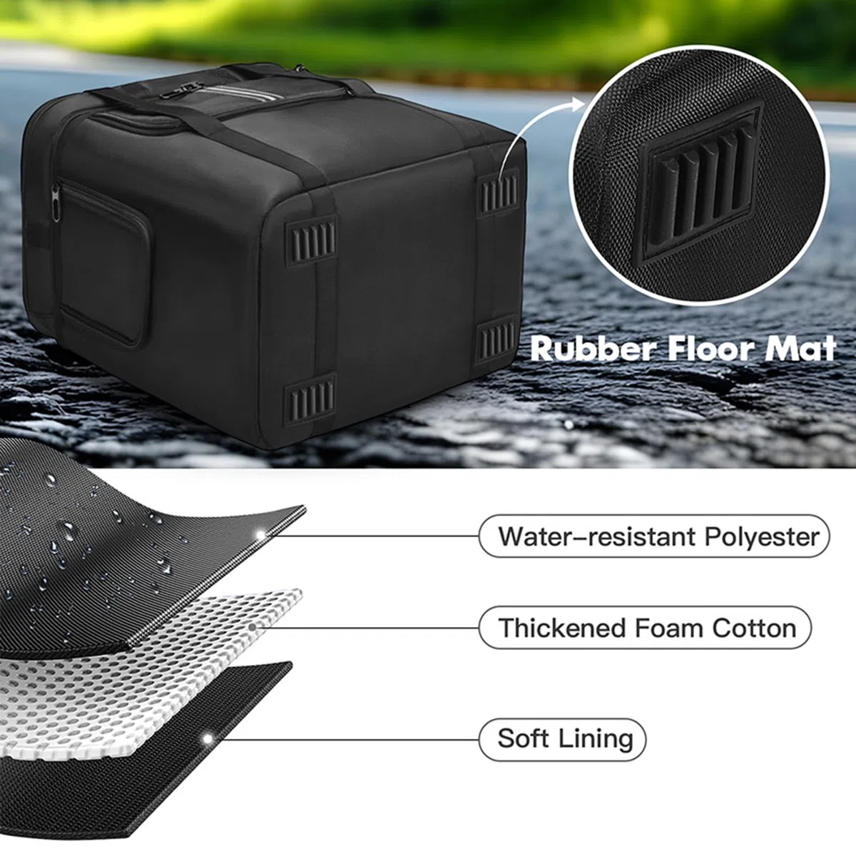 Funda de transporte compatible con la estación de energía portátil BLUETTI AC180, bolsa de almacenamiento de viaje al aire libre con cremallera lateral, bolsillos de dos capas para cable de