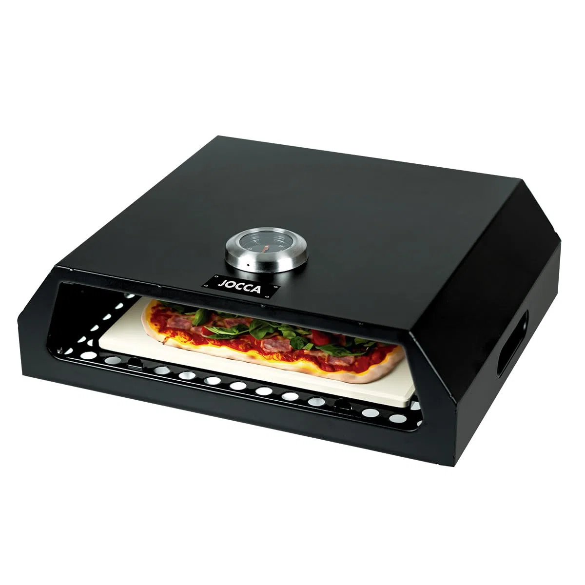 Jocca - Horno para Pizza Accesorio Barbacoa de Acero Inoxidable con Termometro y Piedra, Compatible con Barbacoas Carbon y Gas, Modelo 2373