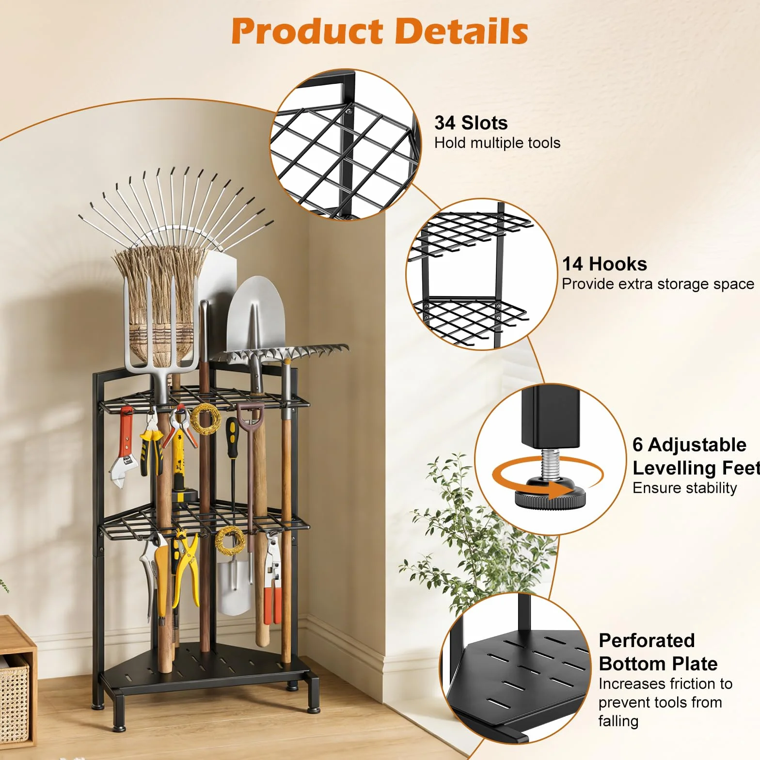 Organizador Herramientas JardíN Multiusos con Ruedas, Soporte de Metal Estante de Torre De Herramientas de Patio para OrganizacióN Y Almacenamiento de Garaje EstanteríA de Almacenamiento