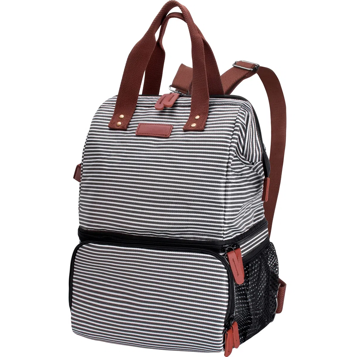 Mochila Nevera de Refrigeración, 20L Doble Capas Mochila Térmica Bolsa Porta Alimentos, Grande Bolsa Térmica de Aislamiento Antifugas Bolsa Nevera para Playa Camping Viajes Trabajo Picnic - Raya