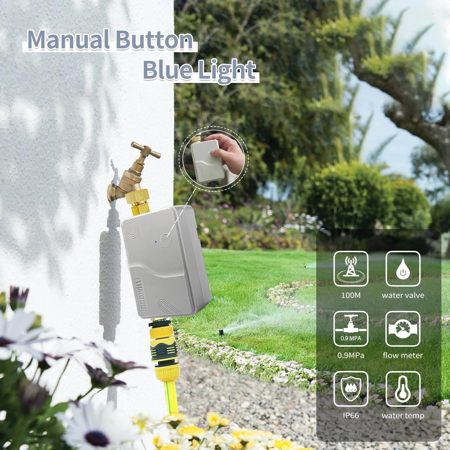 ECOWITT Temporizador de riego WFC01, temporizador de riego para sistema automático de riego por goteo, sistema de riego agrícola para plantas con control inteligente impermeable del tiempo de agua, un