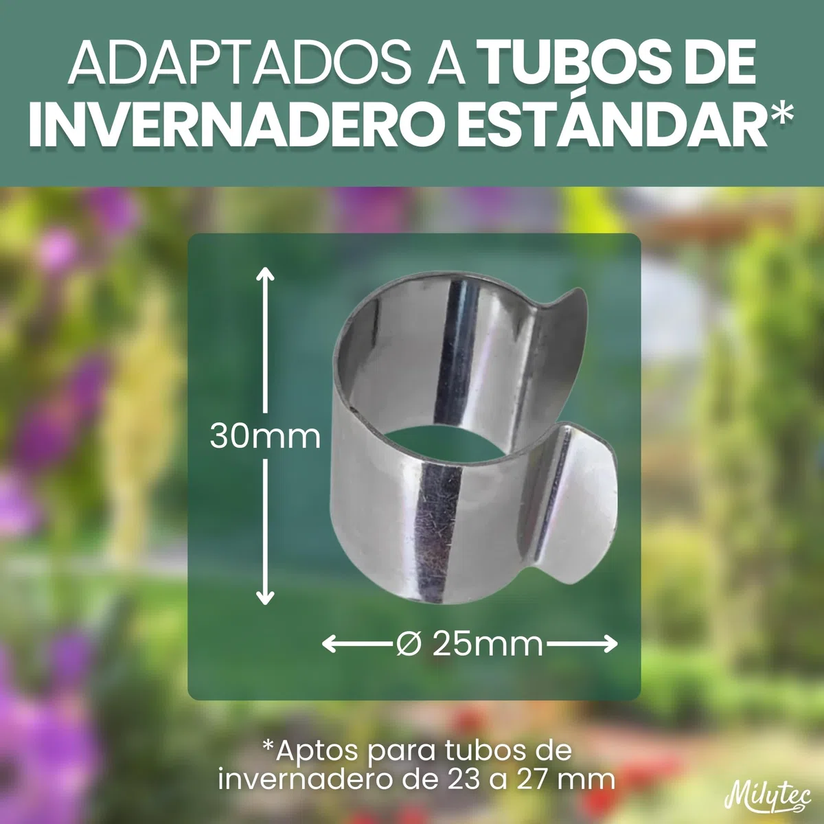 Lote de 50 clips para invernadero, diámetro 25x30 mm, de acero inoxidable, clips de fijación de metal para lona de invernadero de túnel para jardín
