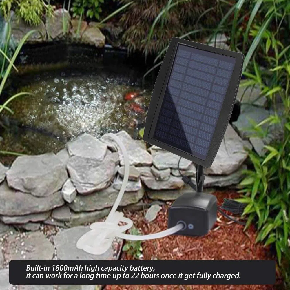 Eurobuy Bomba de aire con energía solar, oxigenador de energía solar con piedra de aire para piscina al aire libre, estanque, pecera