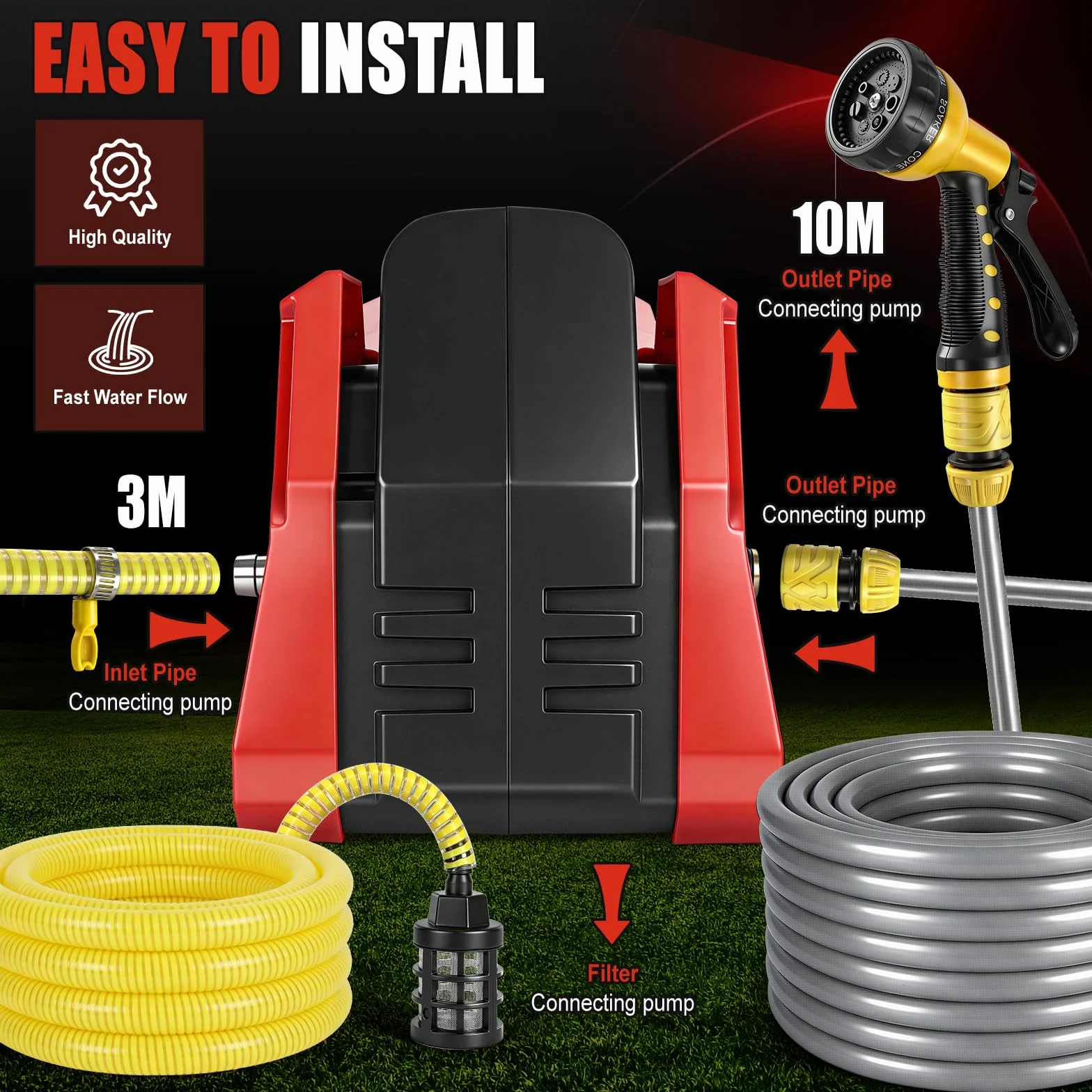 Bomba de agua compatible con batería Milwaukee de 18 V, bomba eléctrica inalámbrica portátil autocebante para casa, piscina, caravana, jardín, jacuzzi, acuario (sin batería)