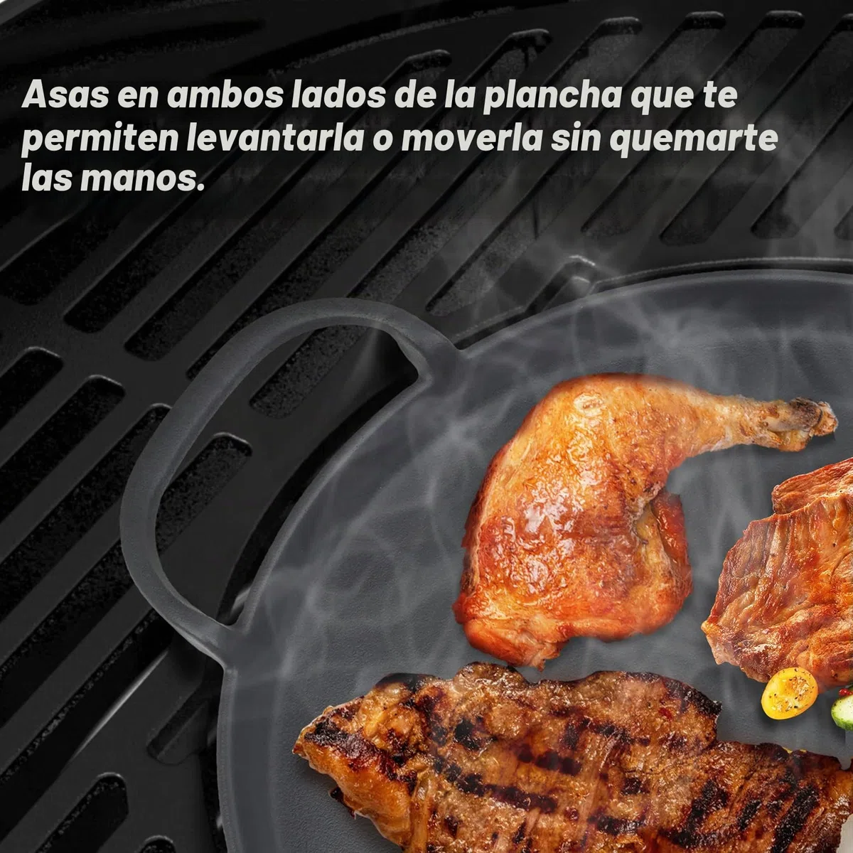 Onlyfire Plancha Hierro Fundido pare Weber 7421 Gourmet BBQ System, para Parrilla de Carbón Weber Original Kettle Premium de 57 cm, Ø30.5cm, Negro