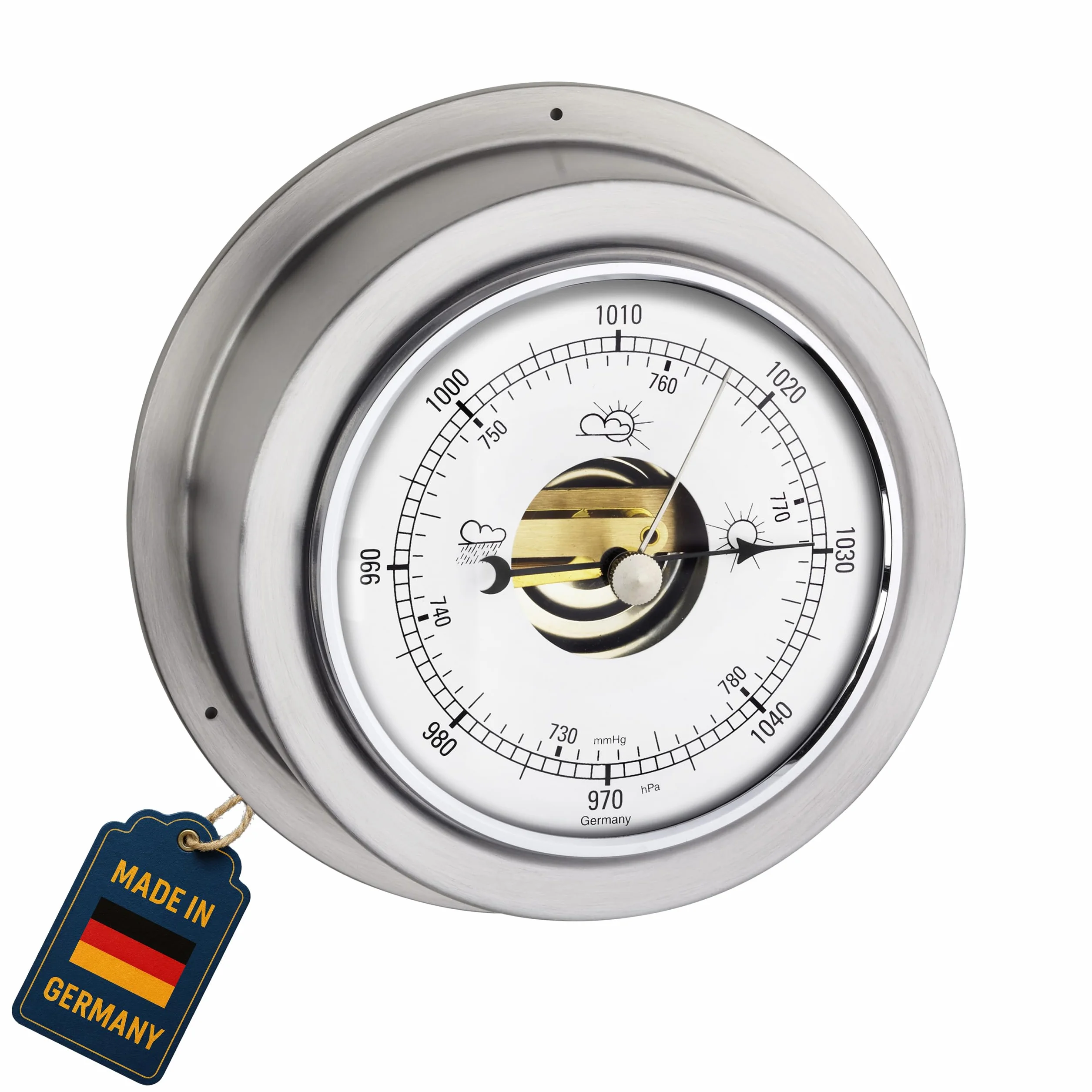 TFA Dostmann Maritim 29.4024.54.B - Barómetro analógico para pronóstico meteorológico, Plateado, 140 x 59 x 140 mm