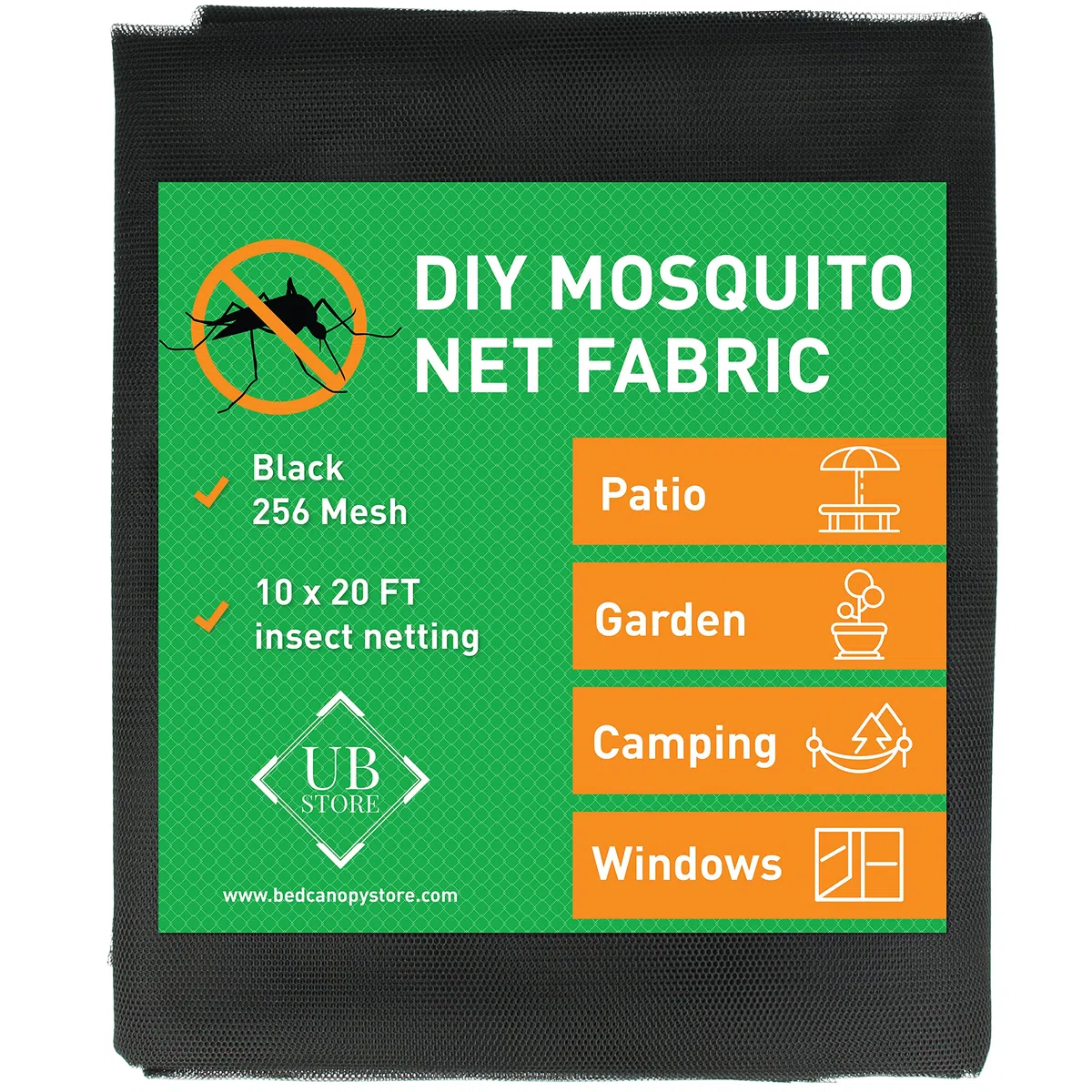 Mosquitera Negra 3x6 Metros de Red | Mosquitera para Techo de jardín, terraza, Exterior y Ventana | Red de protección contra Insectos, de Malla Fina