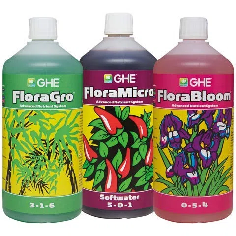 Pack fertilizante Flora Serie 1L - Soft Water - Kit completo de abonos para plantas