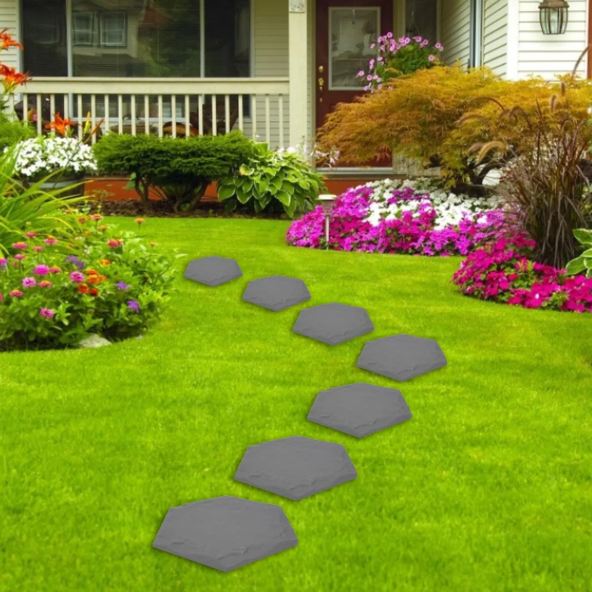4pcs Piedras con 24 estacas de Tierra en el Suelo Resistente a la Intemperie el Camino Decorativo de jardín al Aire Libre Polipropileno (-3111240178912)
