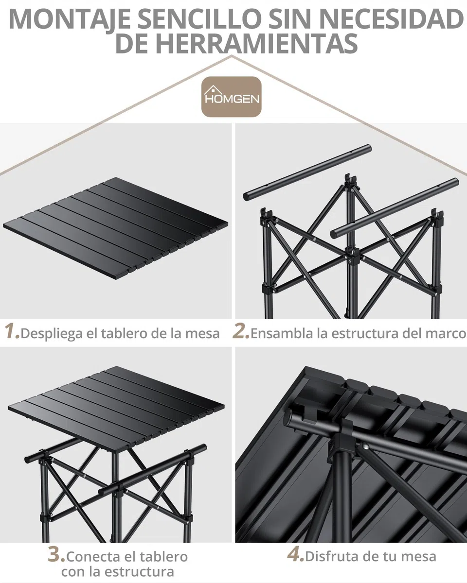HOMGEN Mesa Plegable Camping Estable y Resistente Mesas Plegables Portátiles Ligera y Compacta Mesa Jardin Exterior 40x40cm Altura 40cm con Bolsa de Transporte para Picnic Playa y Camping