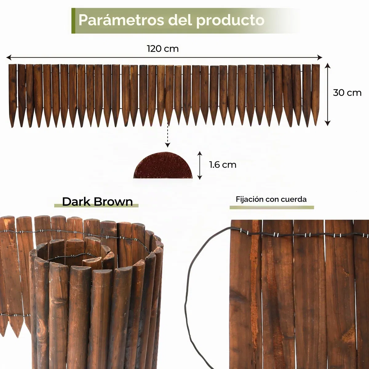 Valla de Madera para Exteriores, Engrosar Corta Valla de Madera borde 120 cm x 30 cm Acabado de Madera Quemada,valla Fronteriza Jardín de Abeto marrón oscuro jardín césped paisaje