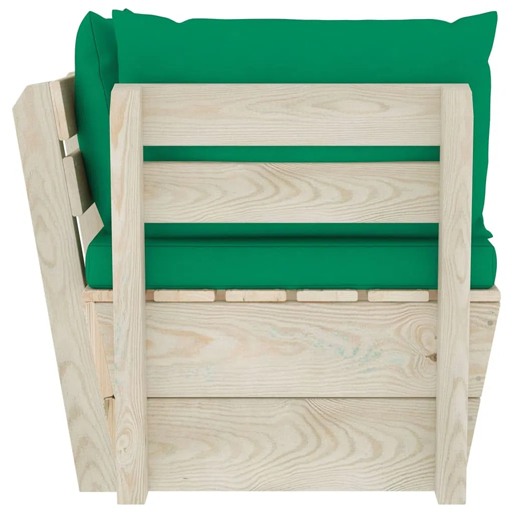 vidaXL Abeto Impregnado Sofá de Esquina de Palets de Jardín Cojines Asiento Silla Sala de Estar Salón Terraza Patio Seccional Exterior Balcón Estable