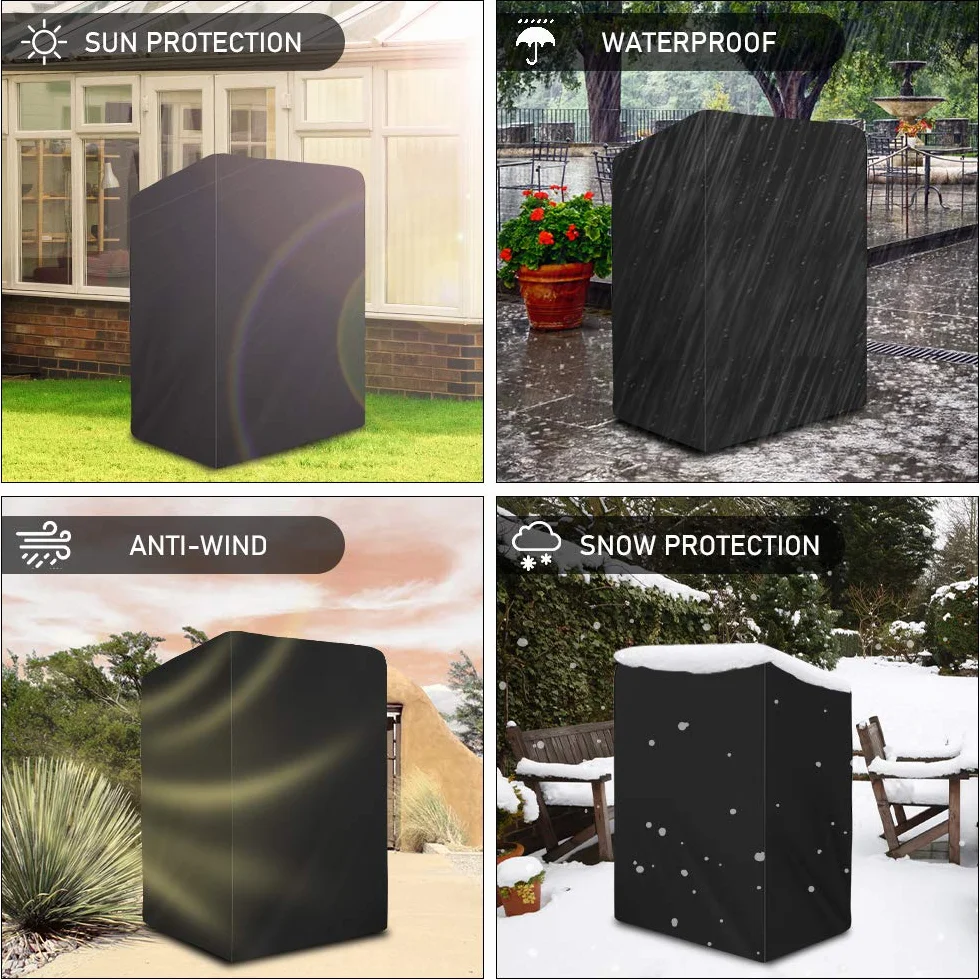 Funda Protectora para Sillón de Playa, Cubierta Sillón de Playa de 420D Oxford, Funda Impermeable Cubierta para Silla de Playa de Mimbre, Protección UV Transpirable - 135 x 105 x 175/140 cm (Negro)
